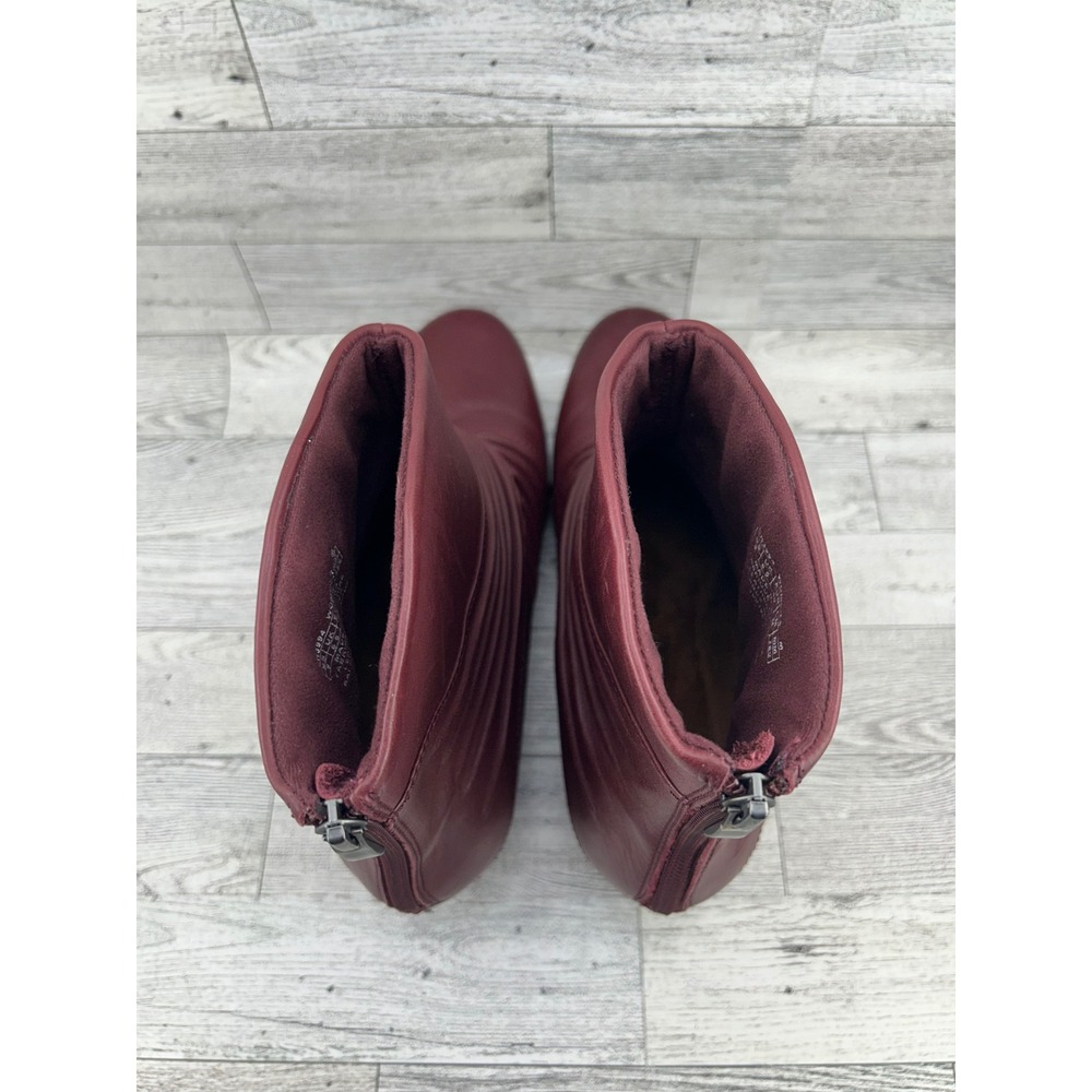 Rockport Cobb Hill Burgundy Leather Ruched Ankle Boots CH3994 Women Size 9M - Picture 6 of 11